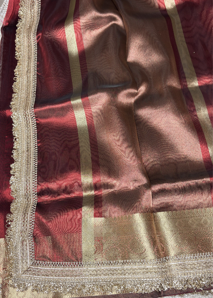 Brown Banarasi Tissue Silk