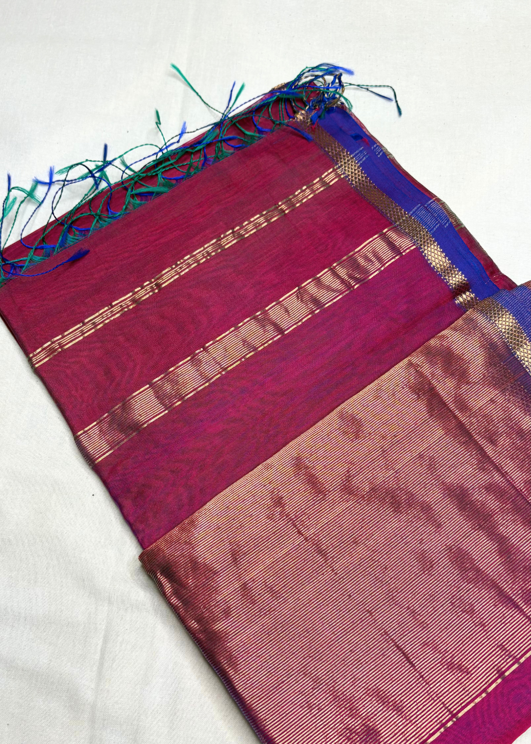 Dual Shade Pink Diamond Butti - Chatai Border Maheshwari