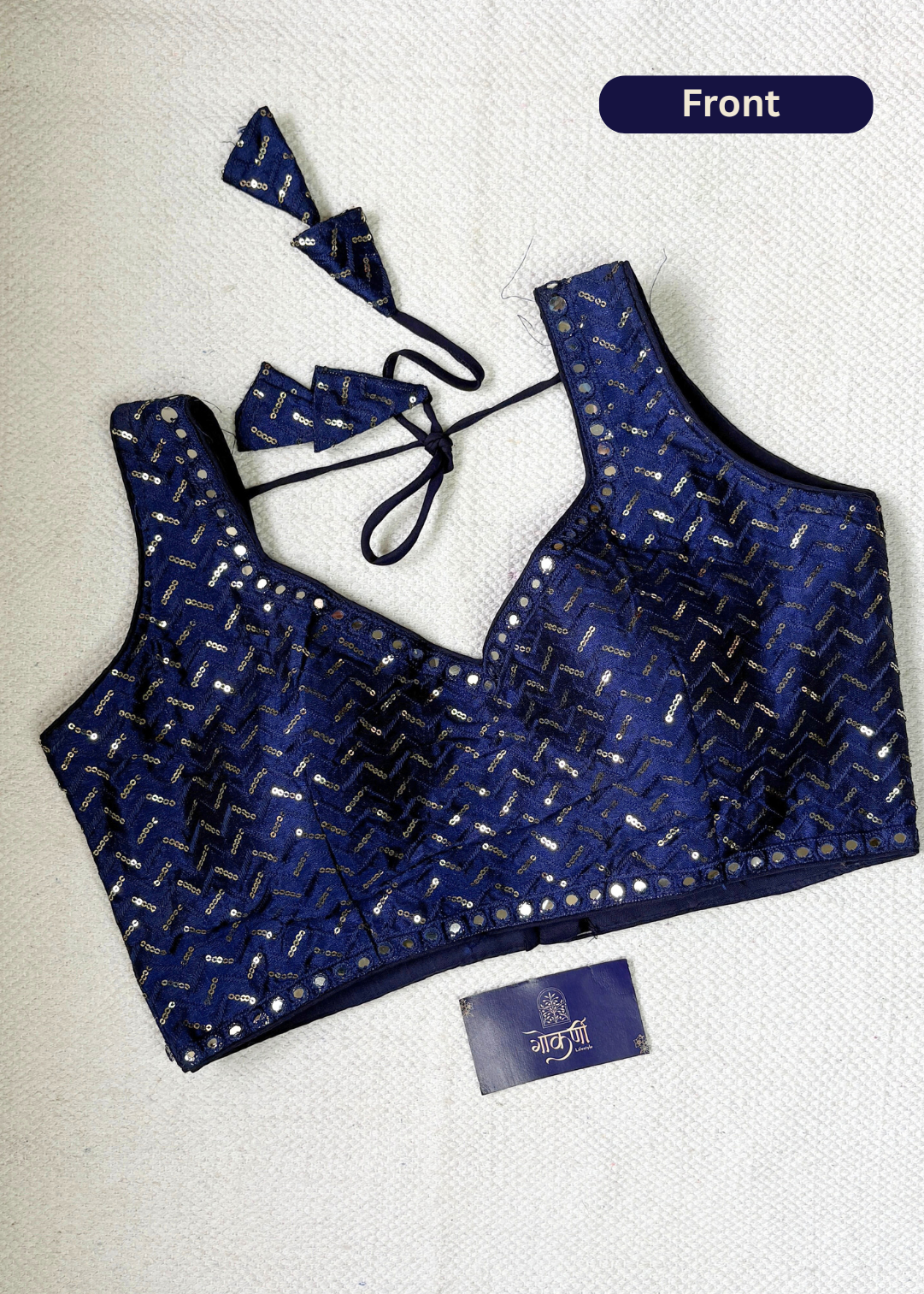 Blue Shiny Embroidered Blouse
