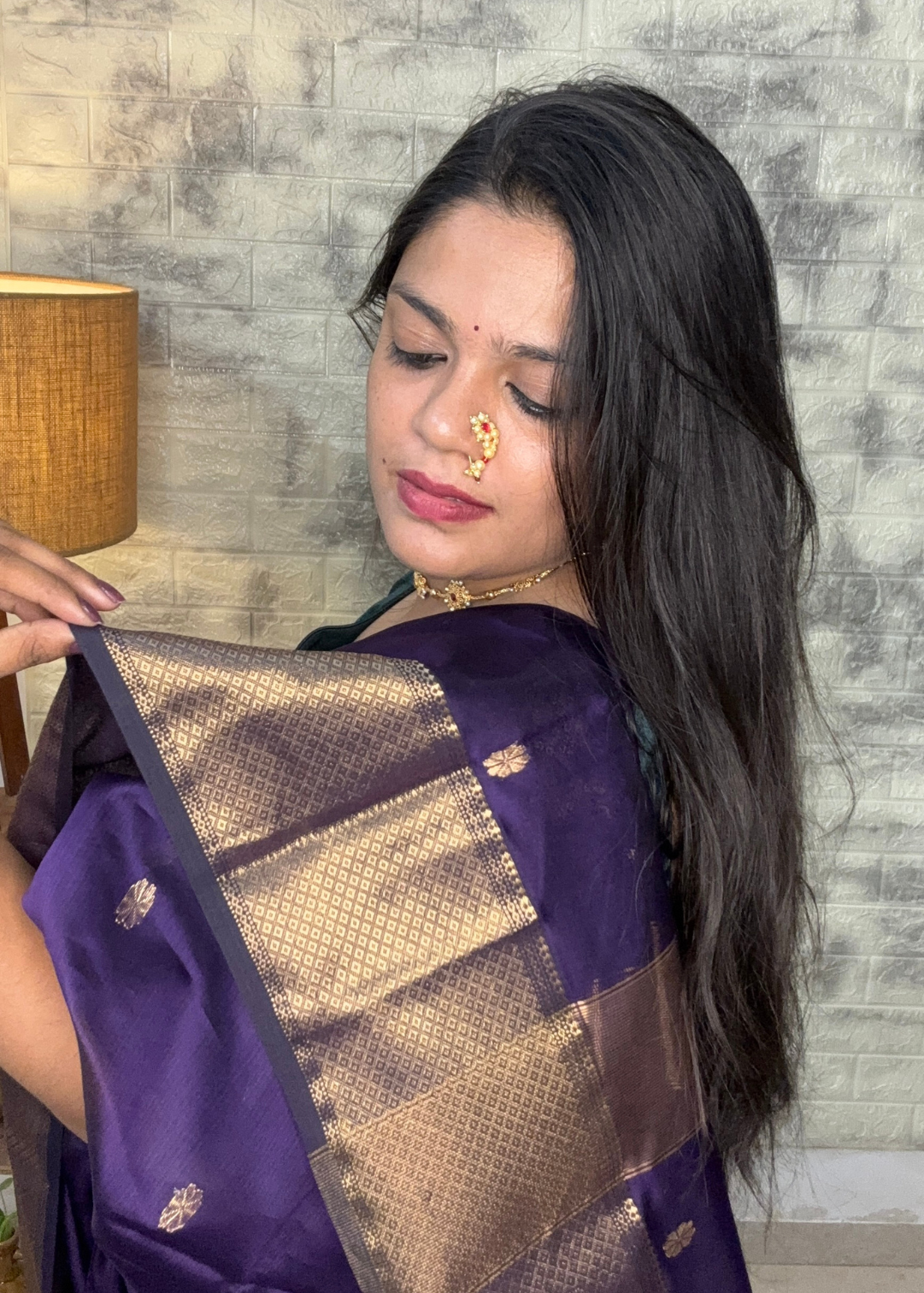Purple Surajmukhi Butti Maheshwari