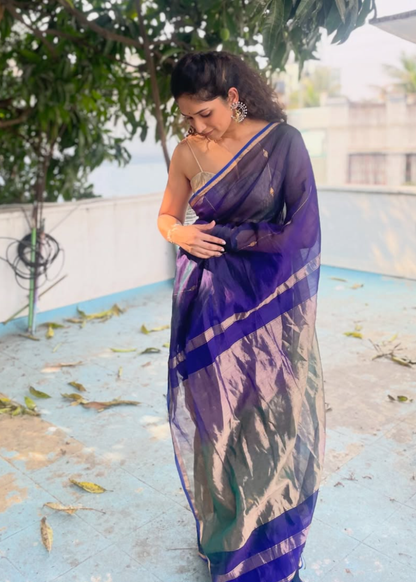 Purple Dhoop Chav Diamond Butti - Chatai Border Maheshwari