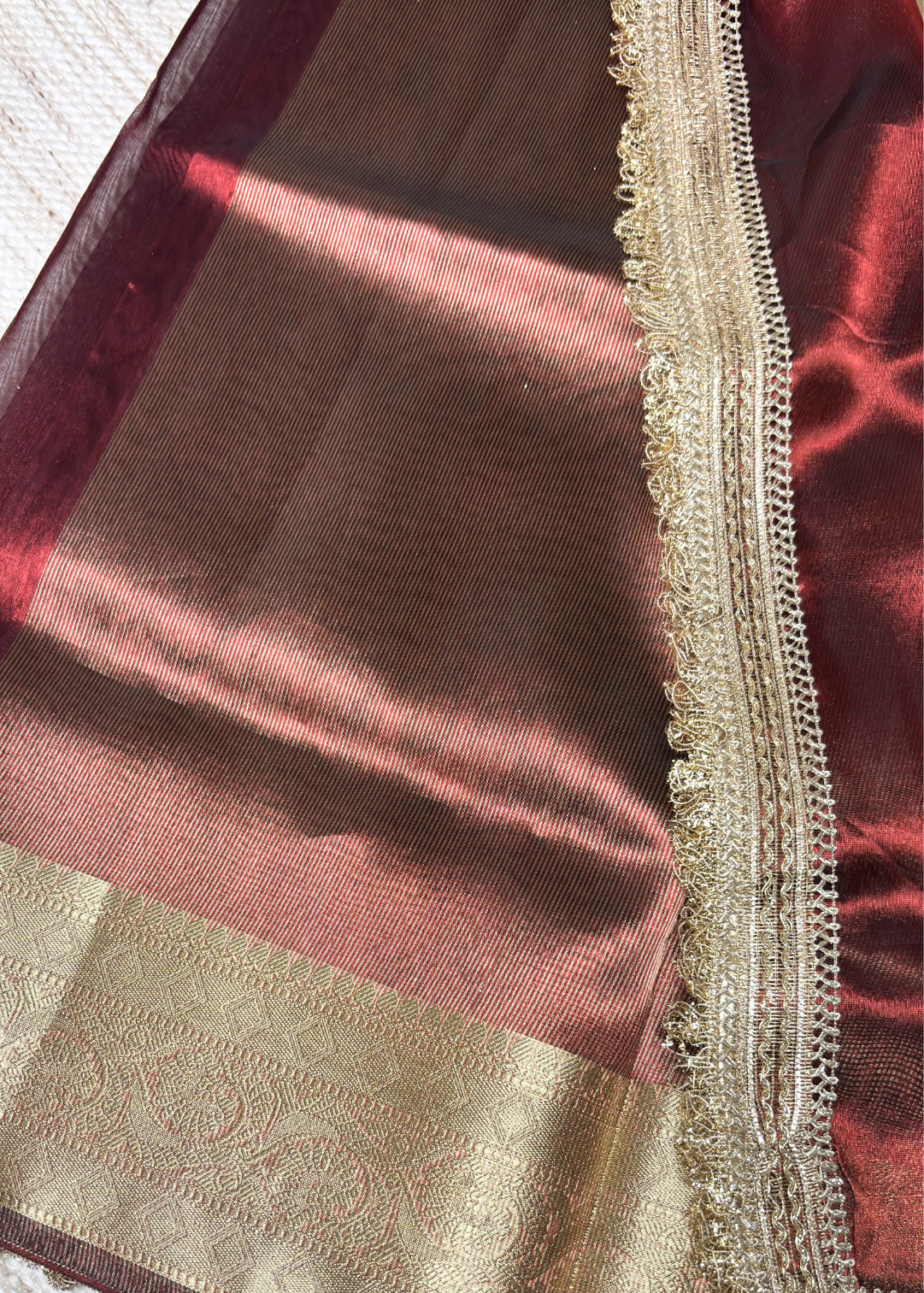 Brown Banarasi Tissue Silk