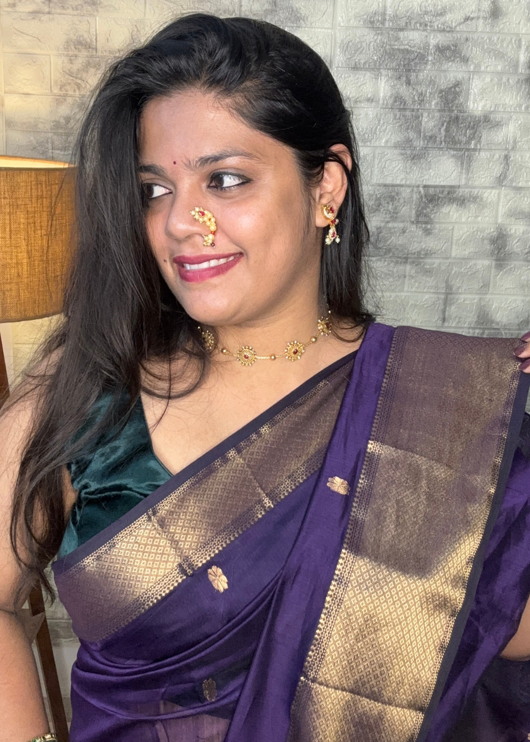 Purple Surajmukhi Butti Maheshwari