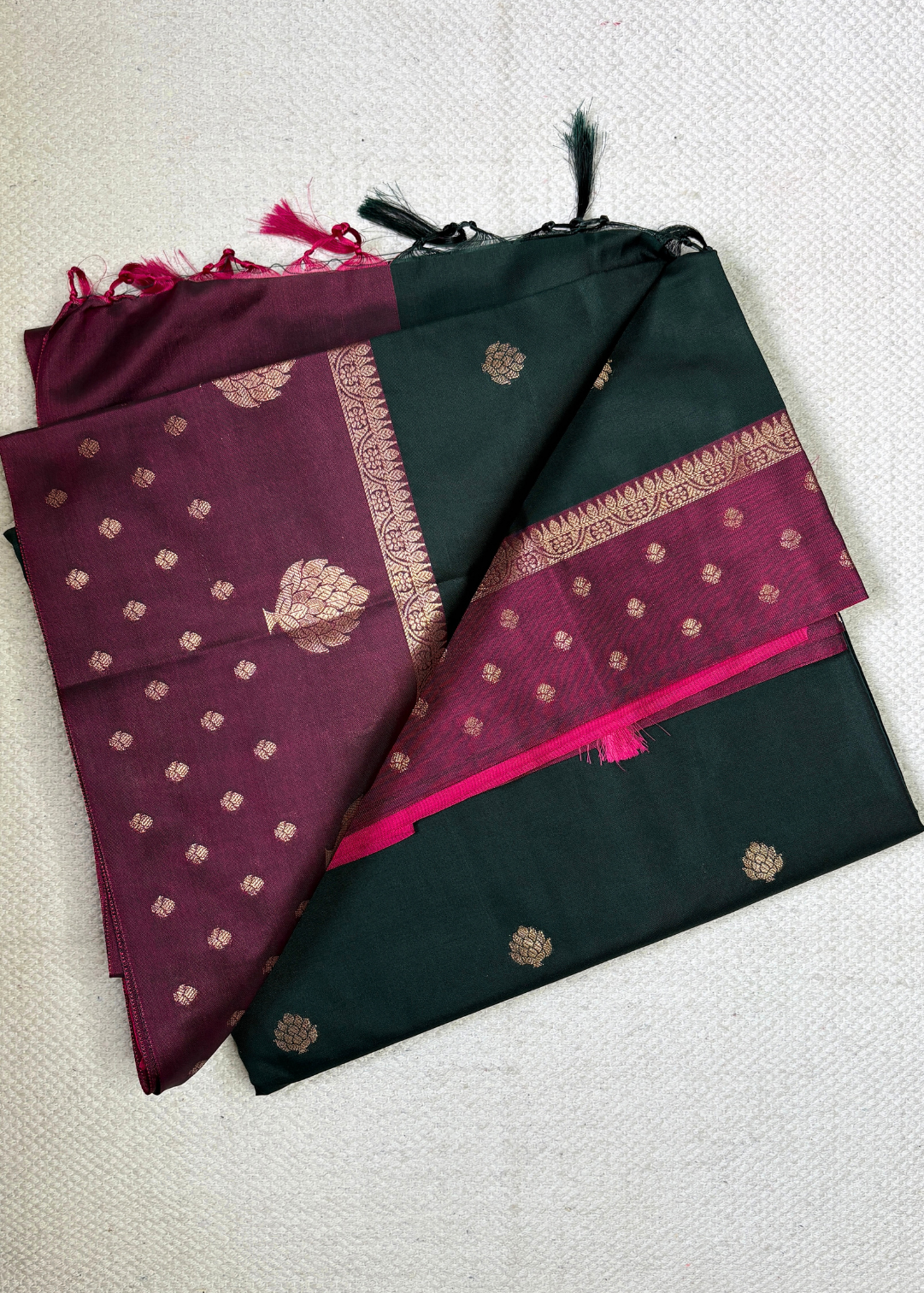 Padmini Bottle Green Soft Silk Saree🪷