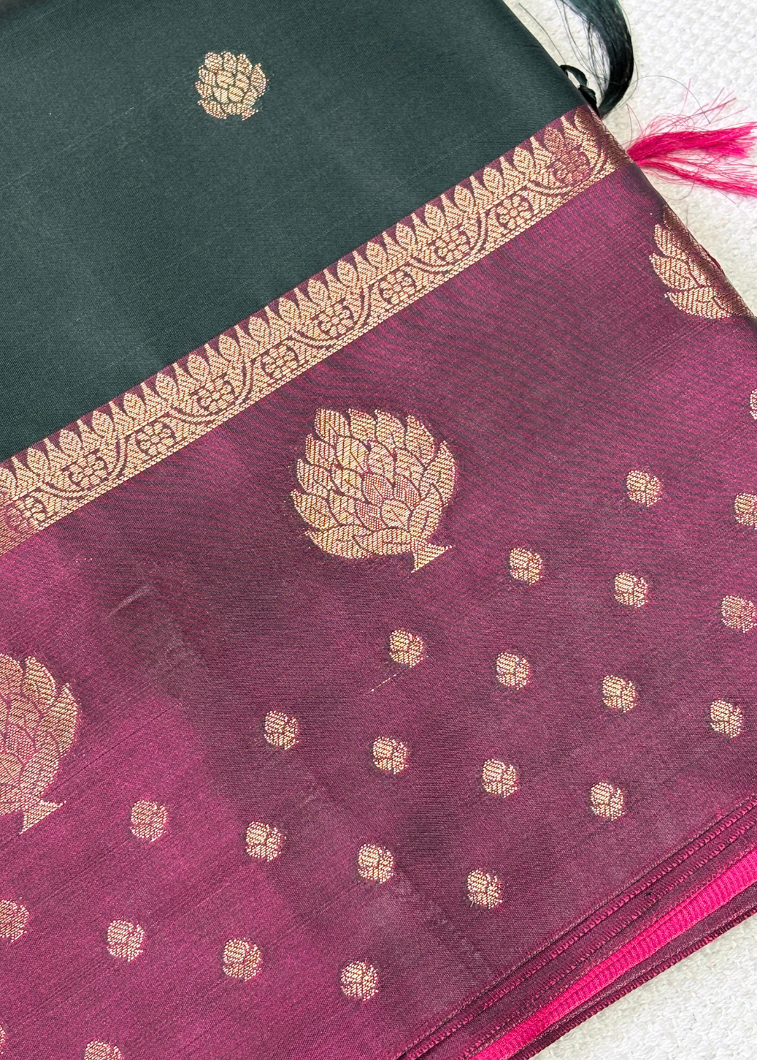 Padmini Bottle Green Soft Silk Saree🪷