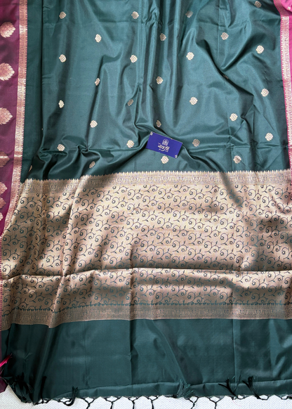 Padmini Bottle Green Soft Silk Saree🪷