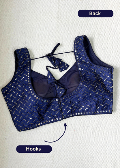 Blue Shiny Embroidered Blouse