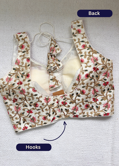 Off White Floral Party Wear Blosue
