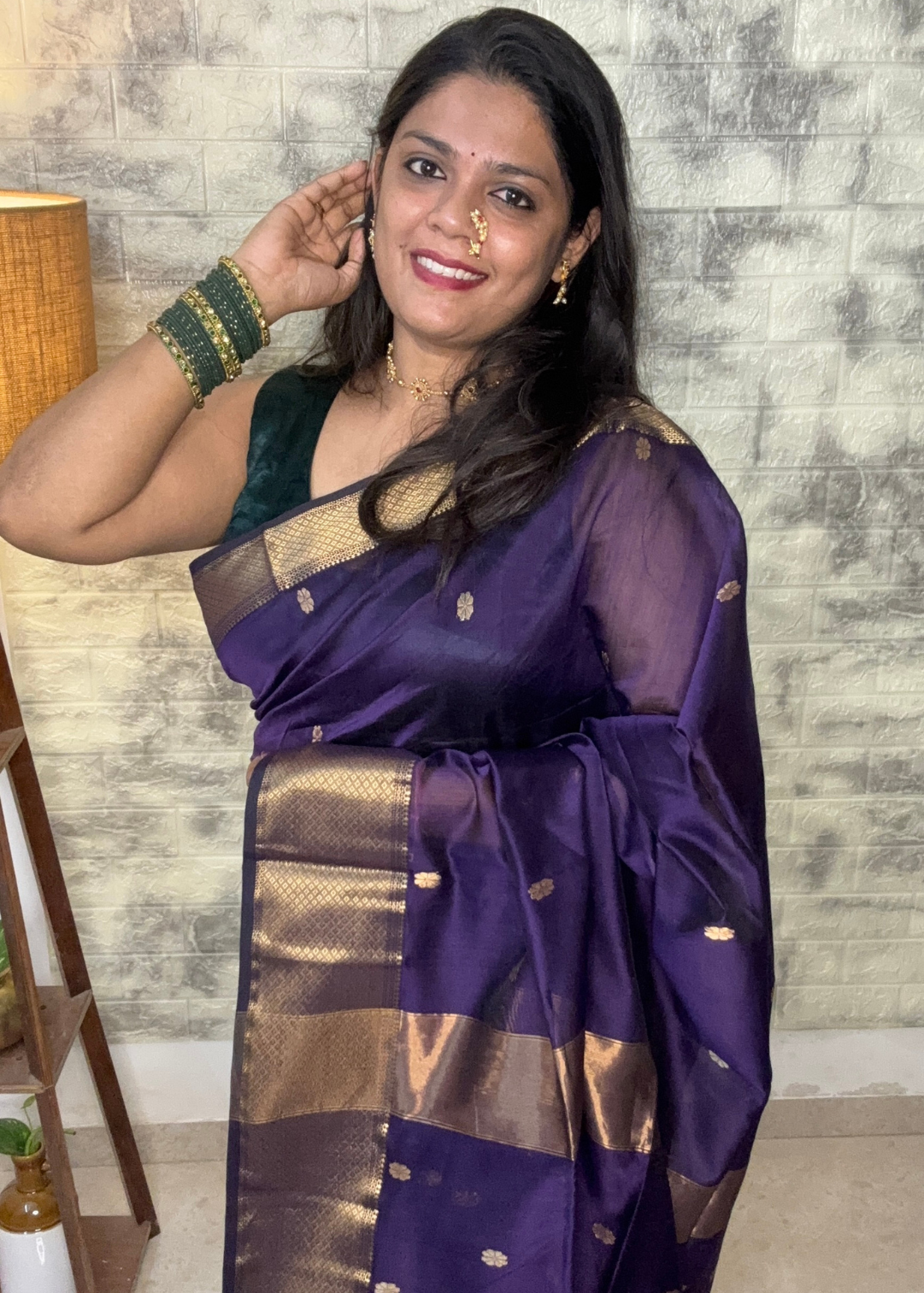 Purple Surajmukhi Butti Maheshwari