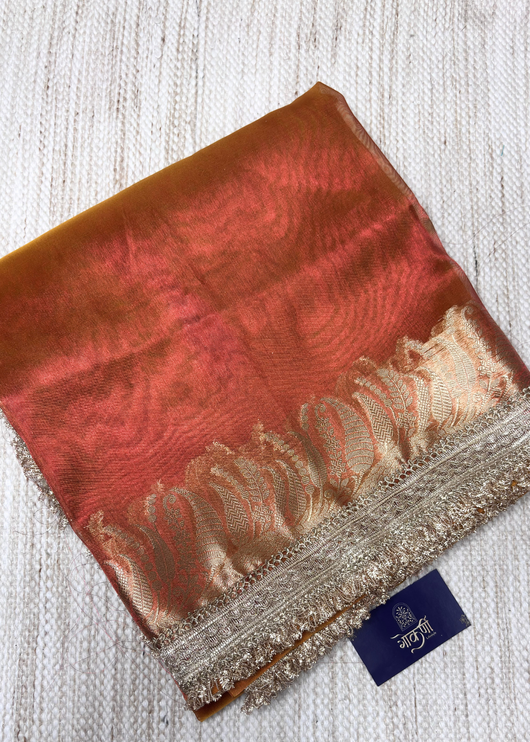 Dhoop Chav Yellow Orange Banarasi Tissue Silk
