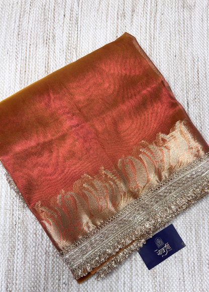 Dhoop Chav Yellow Orange Banarasi Tissue Silk
