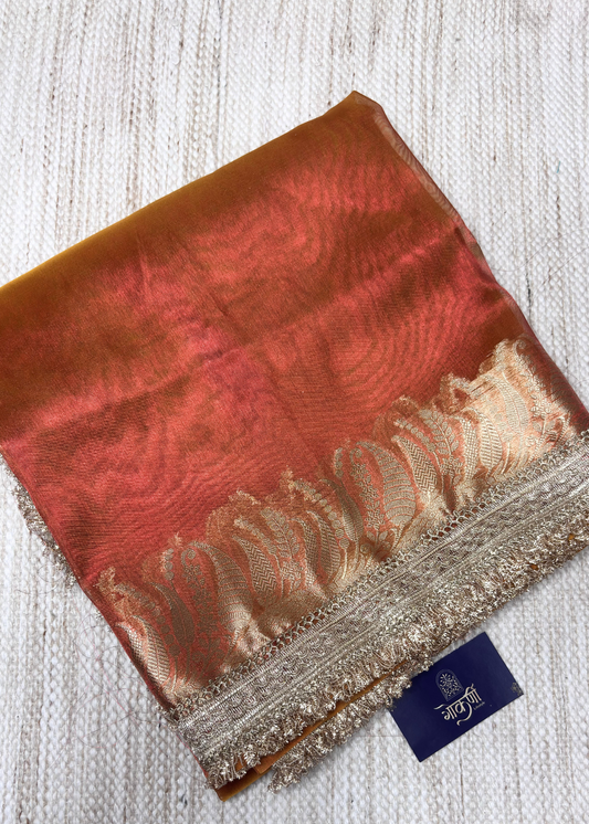Dhoop Chav Yellow Orange Banarasi Tissue Silk