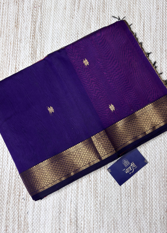 Chatai Border Purple with Pink Maheshwari Saree