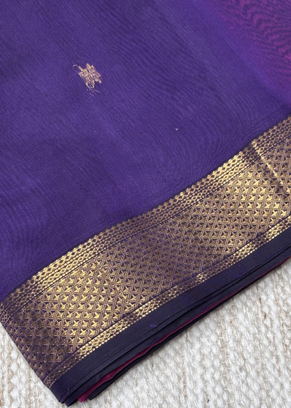Chatai Border Purple with Pink Maheshwari Saree
