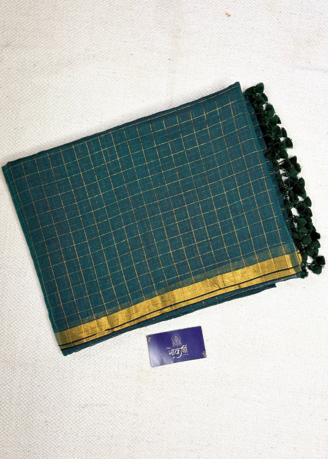 Rama Green Checks Mul Cotton Saree