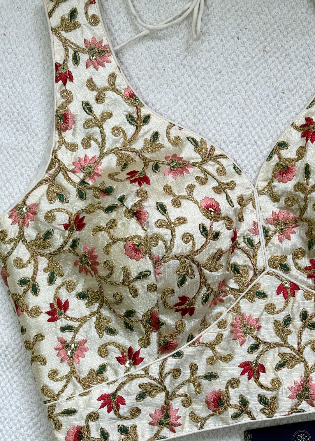 Off White Floral Party Wear Blosue