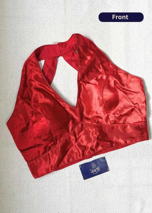 Halter Neck Maroon Silk Blouse