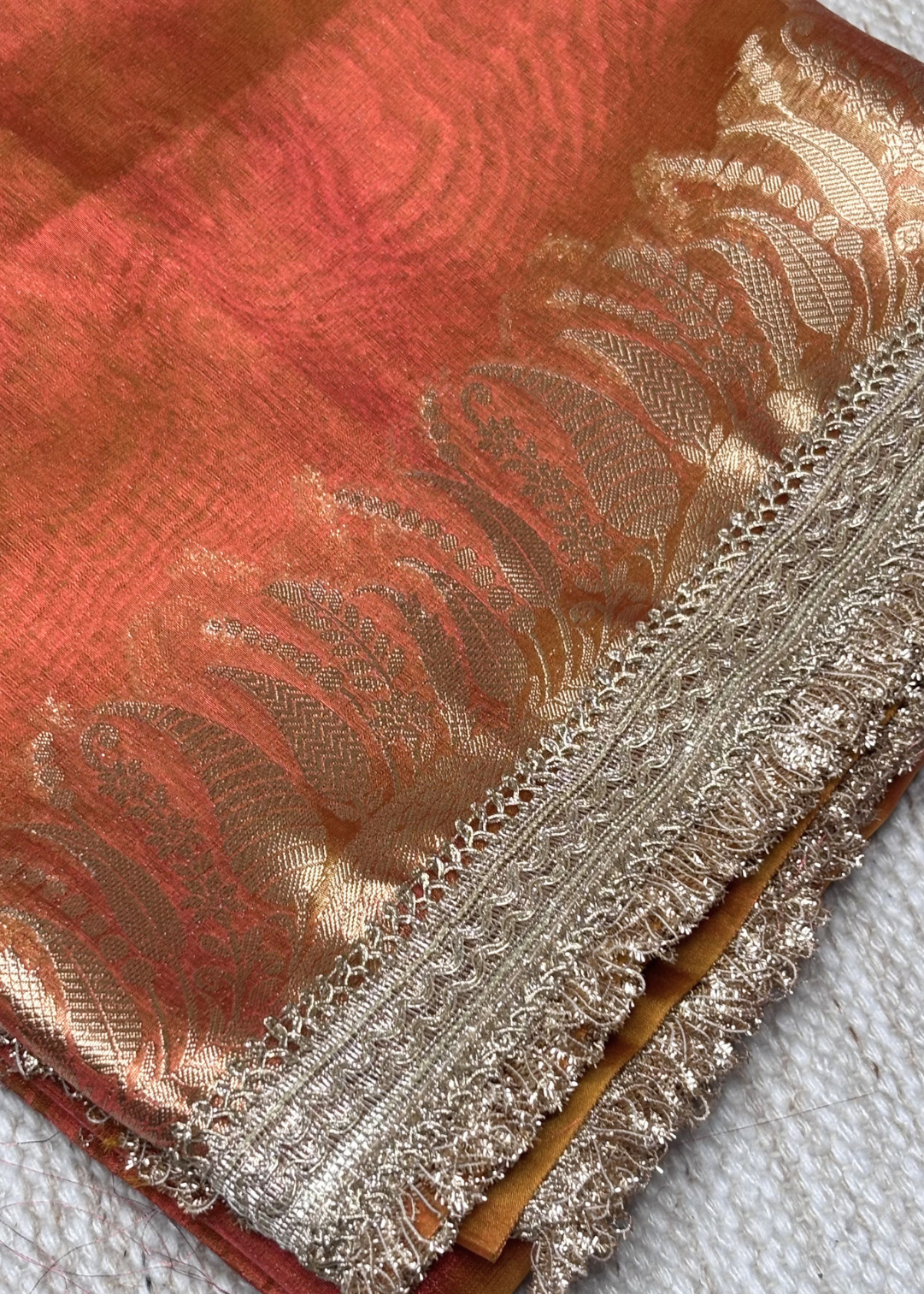 Dhoop Chav Yellow Orange Banarasi Tissue Silk