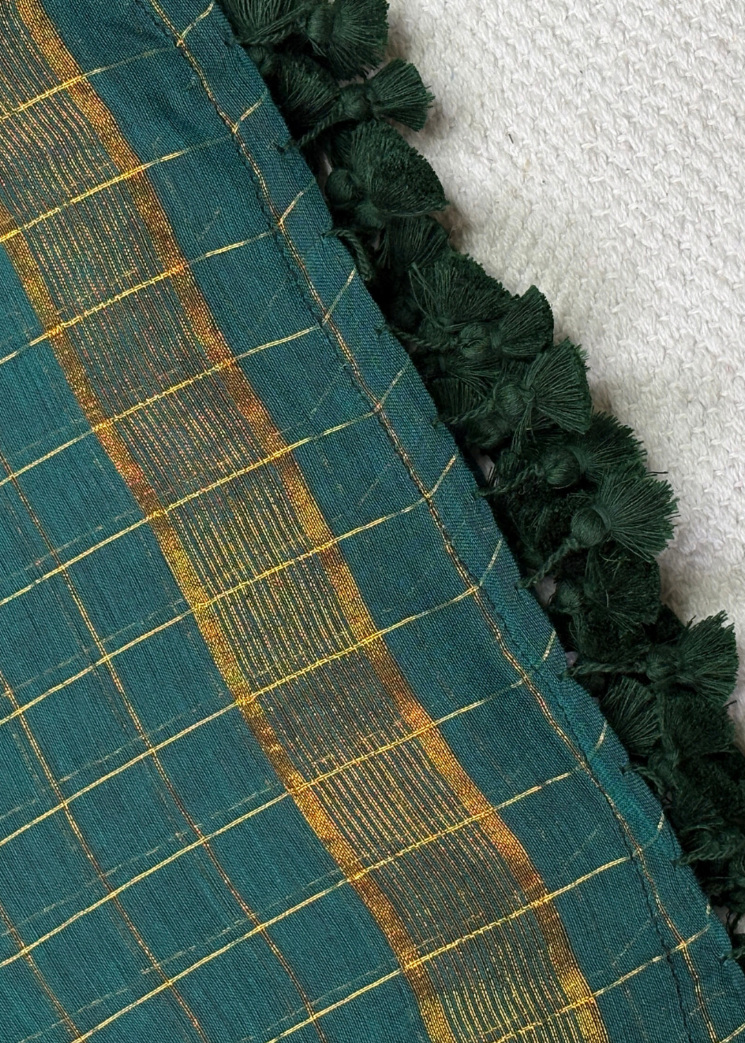 Rama Green Checks Mul Cotton Saree
