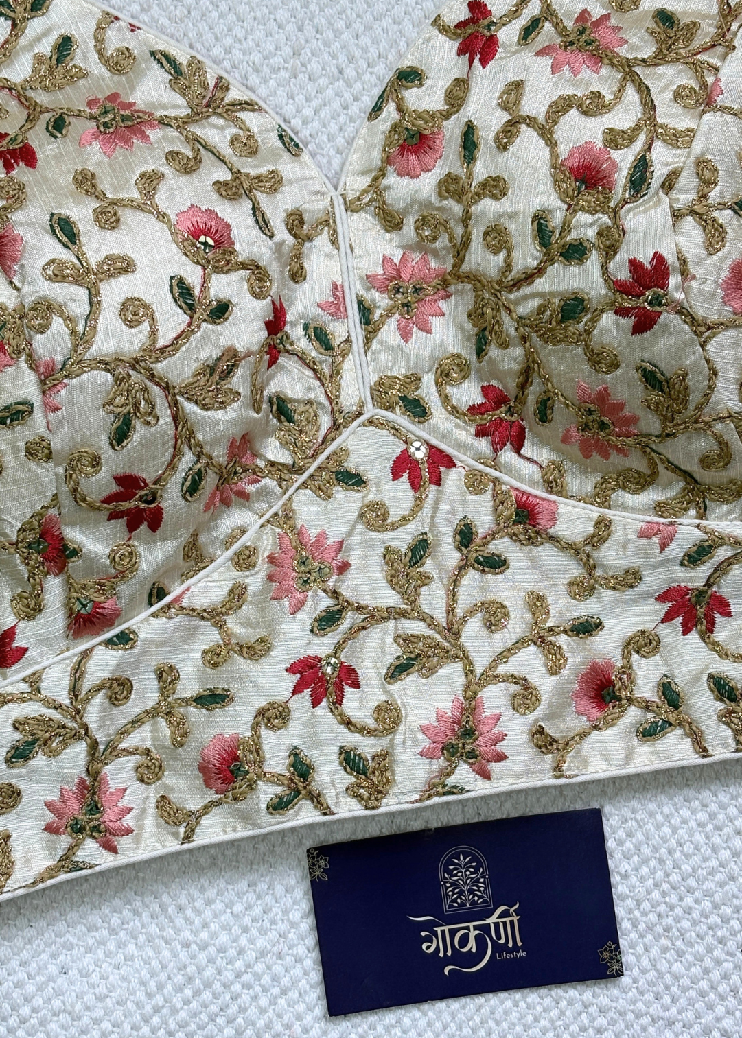 Off White Floral Party Wear Blosue