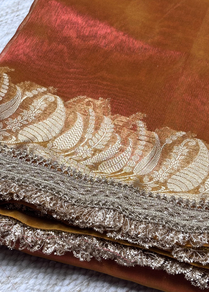 Dhoop Chav Yellow Orange Banarasi Tissue Silk