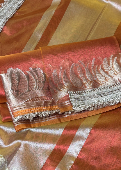 Dhoop Chav Yellow Orange Banarasi Tissue Silk