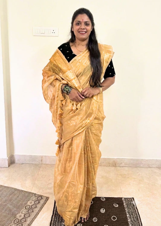 Swarna Linen Cotton Golden Saree