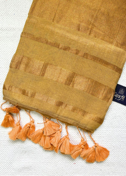 Swarna Linen Cotton Golden Saree
