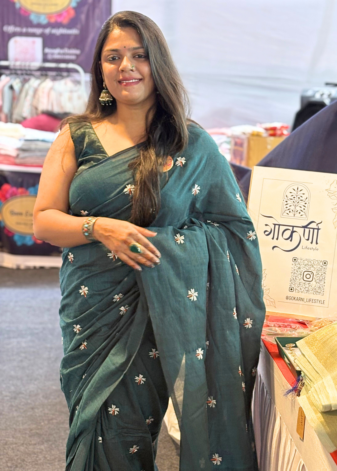 Bottle Green Prajkta Khadi Cotton Saree